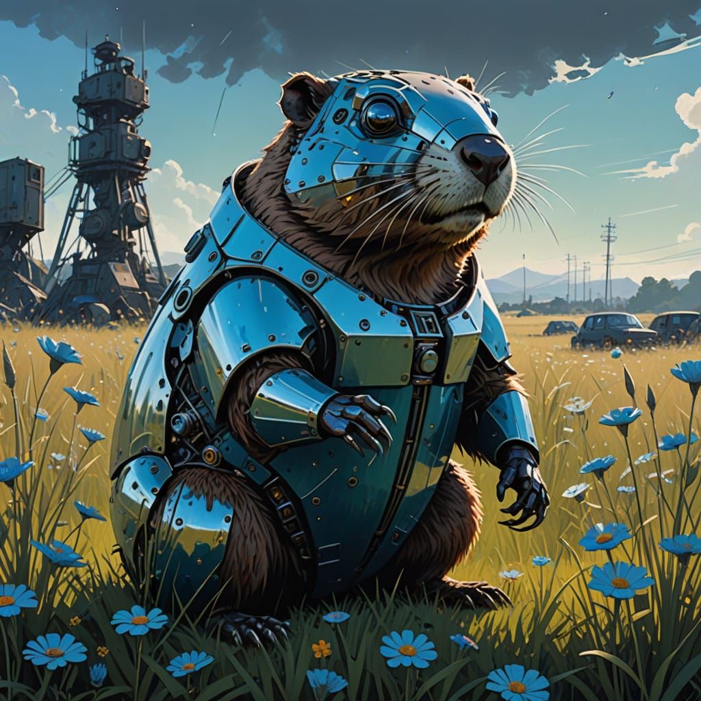 Mechanical Groundhog in Sci-Fi Concept Art Style