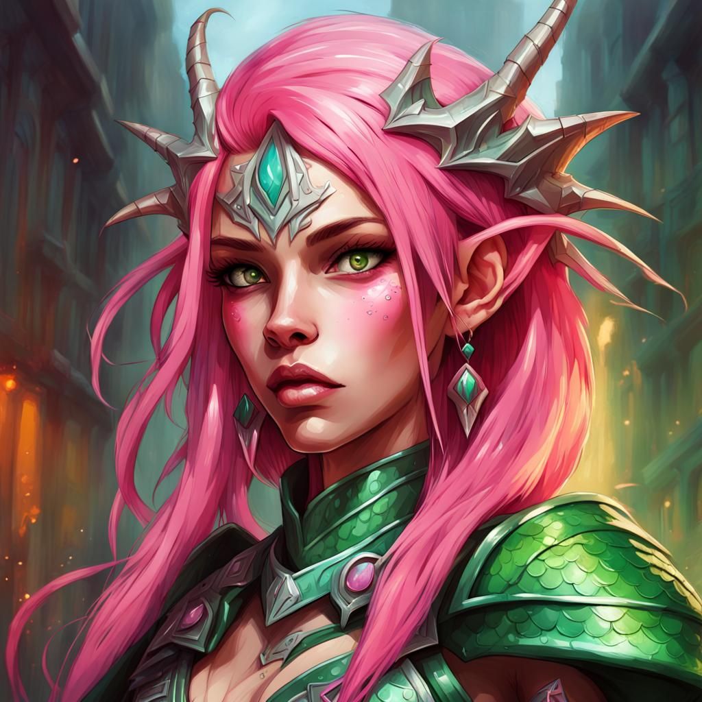 High Elf Princess with Green Magic: Graffiti Art