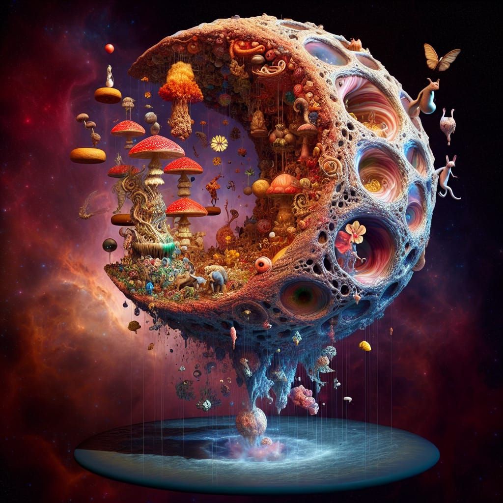 Ethereal Nebula Sculpture in Glass and Gold