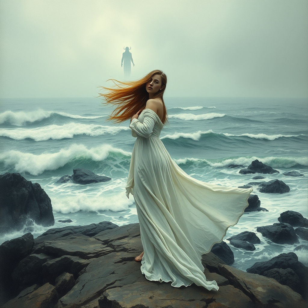 Haunting Melody on the Coastline: A Dreamlike Vision