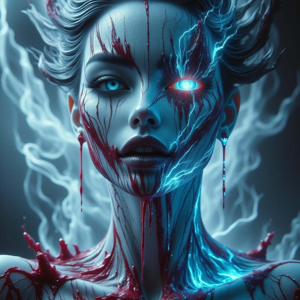 Evil Zombie in Bloody Nightgown