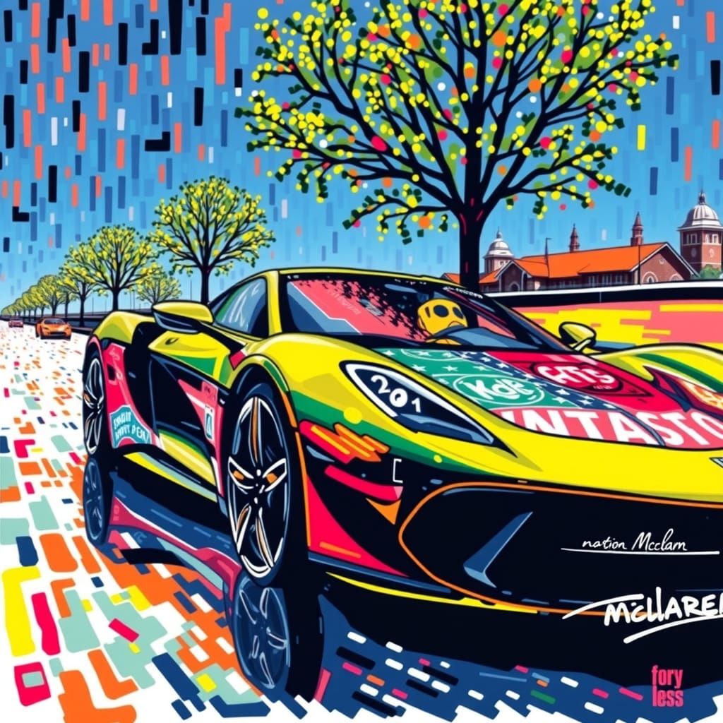 Pointillism Art Style  : McLaren Car