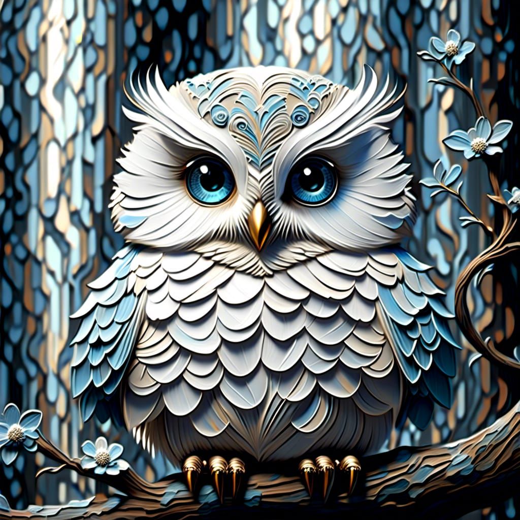Expressive Baby Owl in Chiaroscuro Style