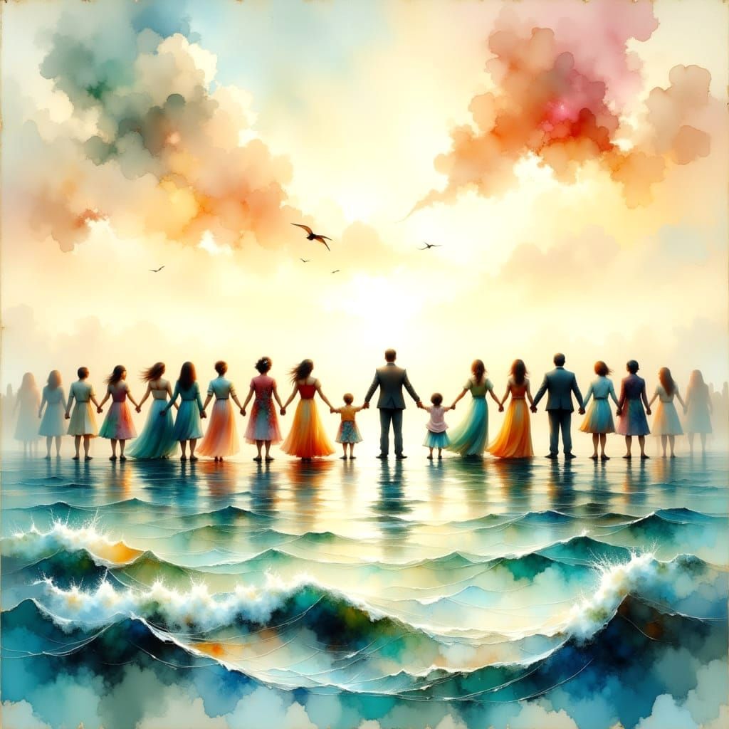 Ethereal Impressionistic Landscape in Mixed Media Style