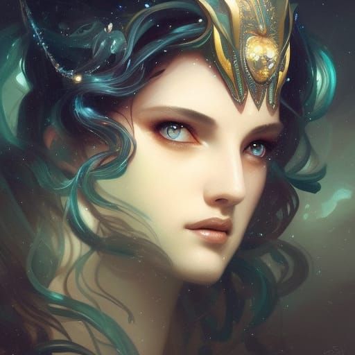 Nyx, Goddess of Night, Hyperdetailed Portrait