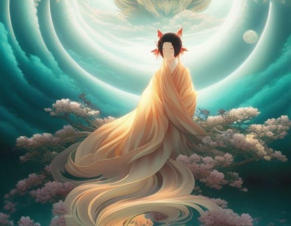 Beautiful Kitsune Illustration in Anime Style