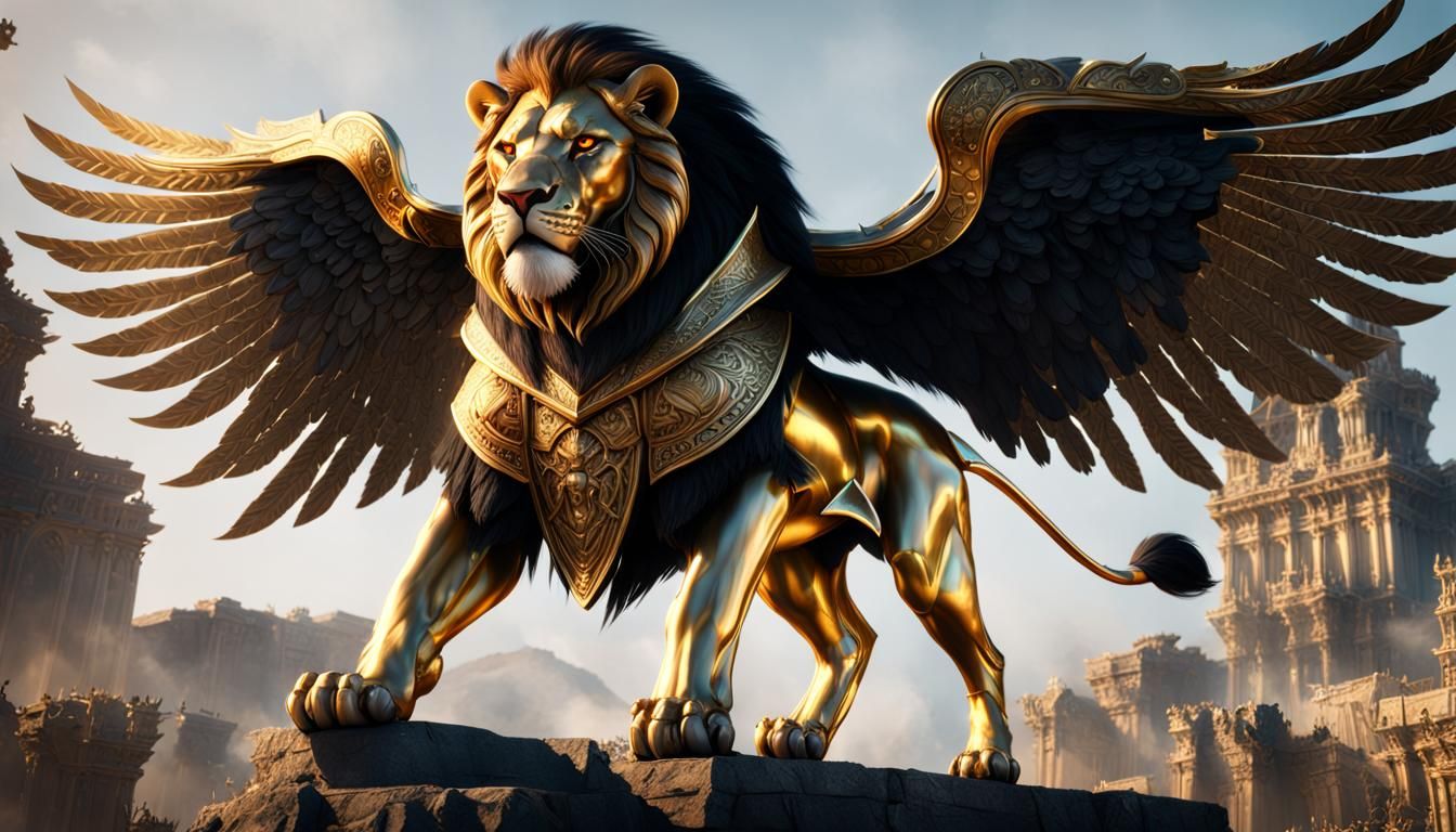 Armored Winged Lion Ready for Battle
