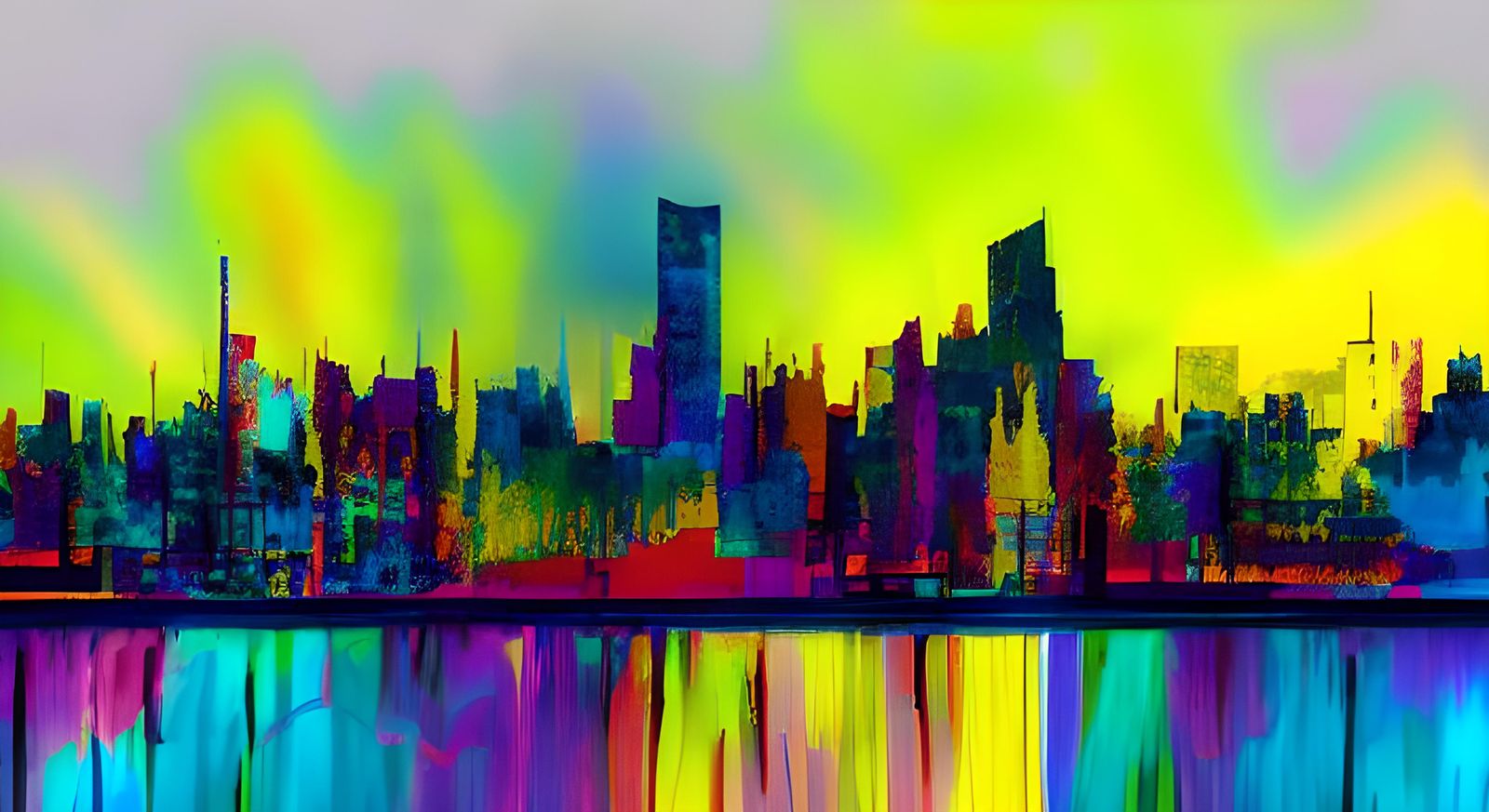 Urban landscape. fractal, Rothko style, iridescence, Mosaic,...