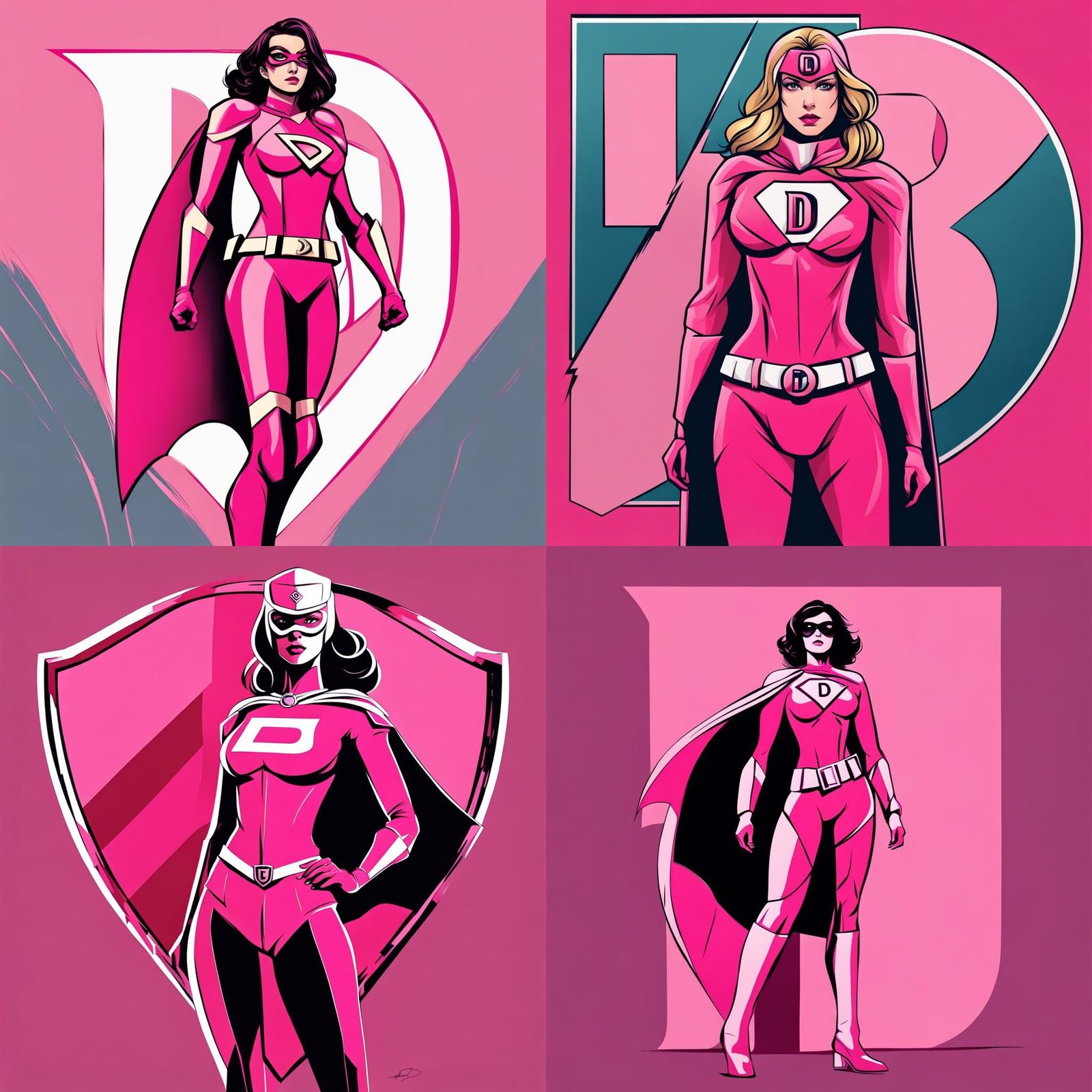 Superheroine with Pink Uniform and Shield
