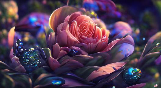 Sci-Fi Alien Zen Garden with Cosmic Sky