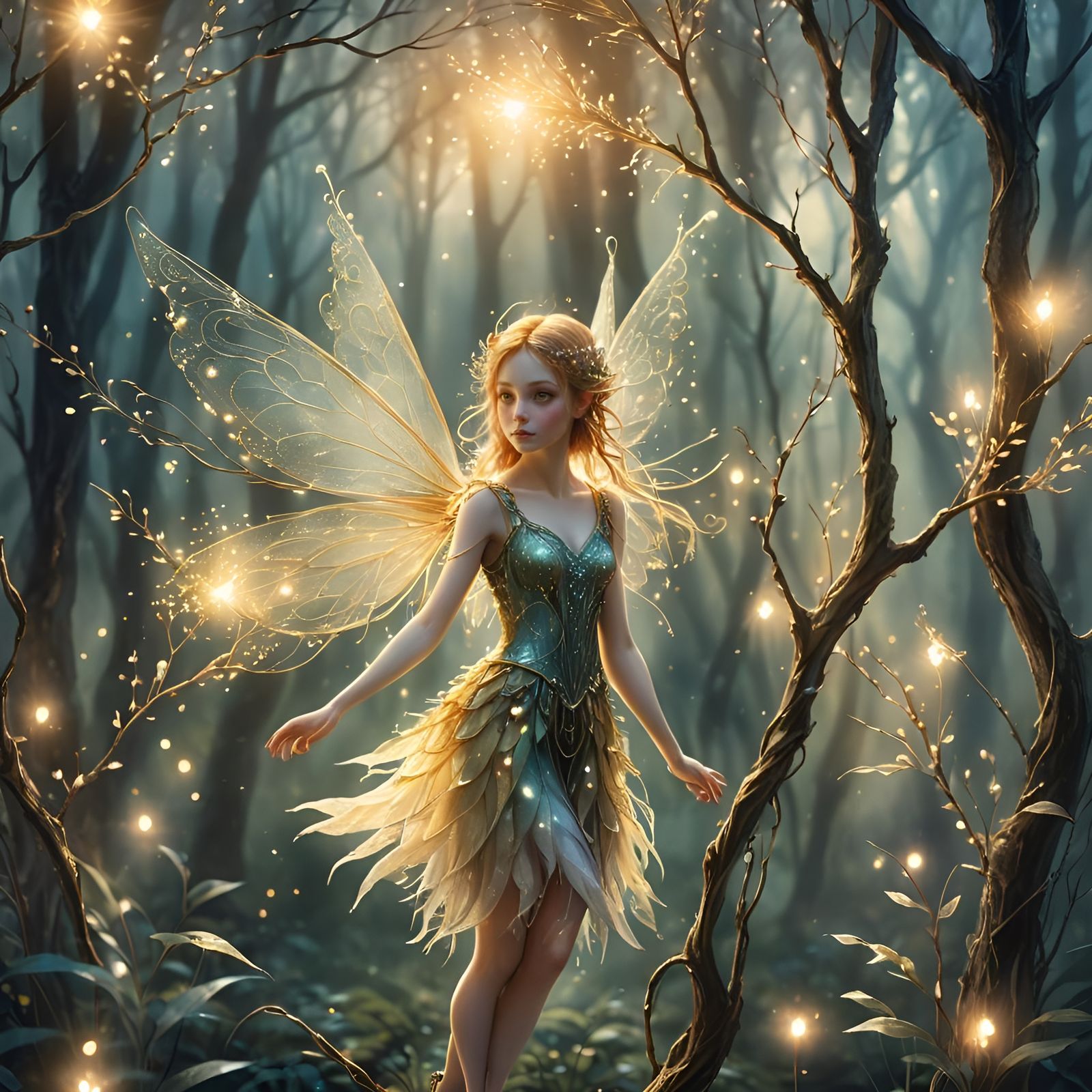 Enchanted Fairy Willow with Fuzzy Bat