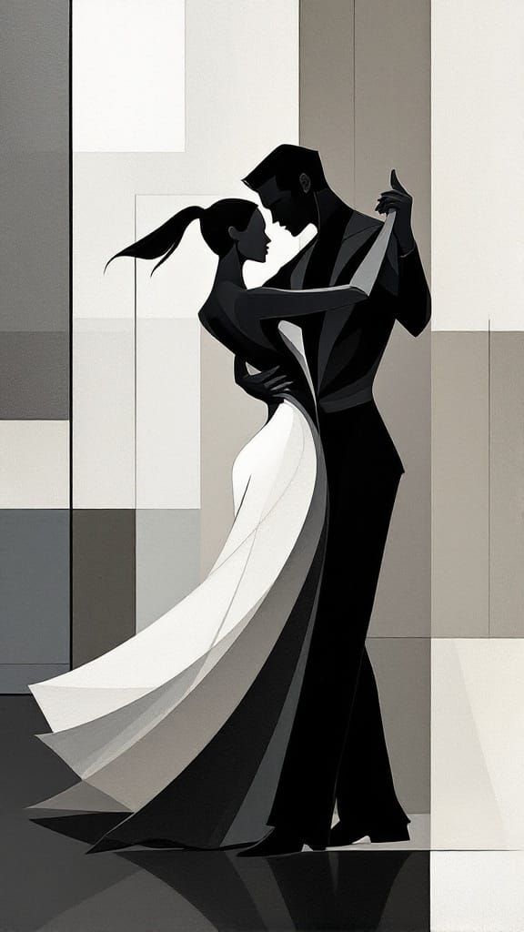 Tango Dancers in Cubist Harmony