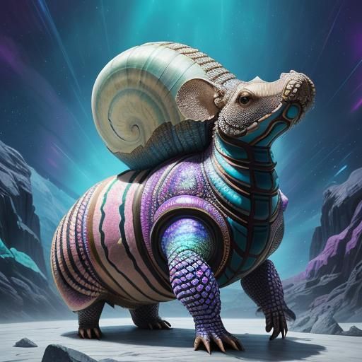 Geode Armadillo in Candyland Rainstorm