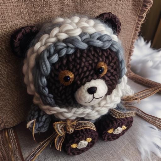 Adorable Knitted Baby Teddy Bear in Fantasy Art