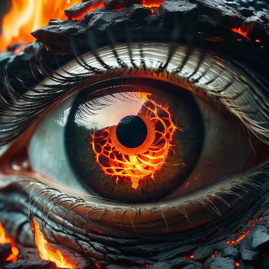 Fiery Lava Eye Macro Photograph