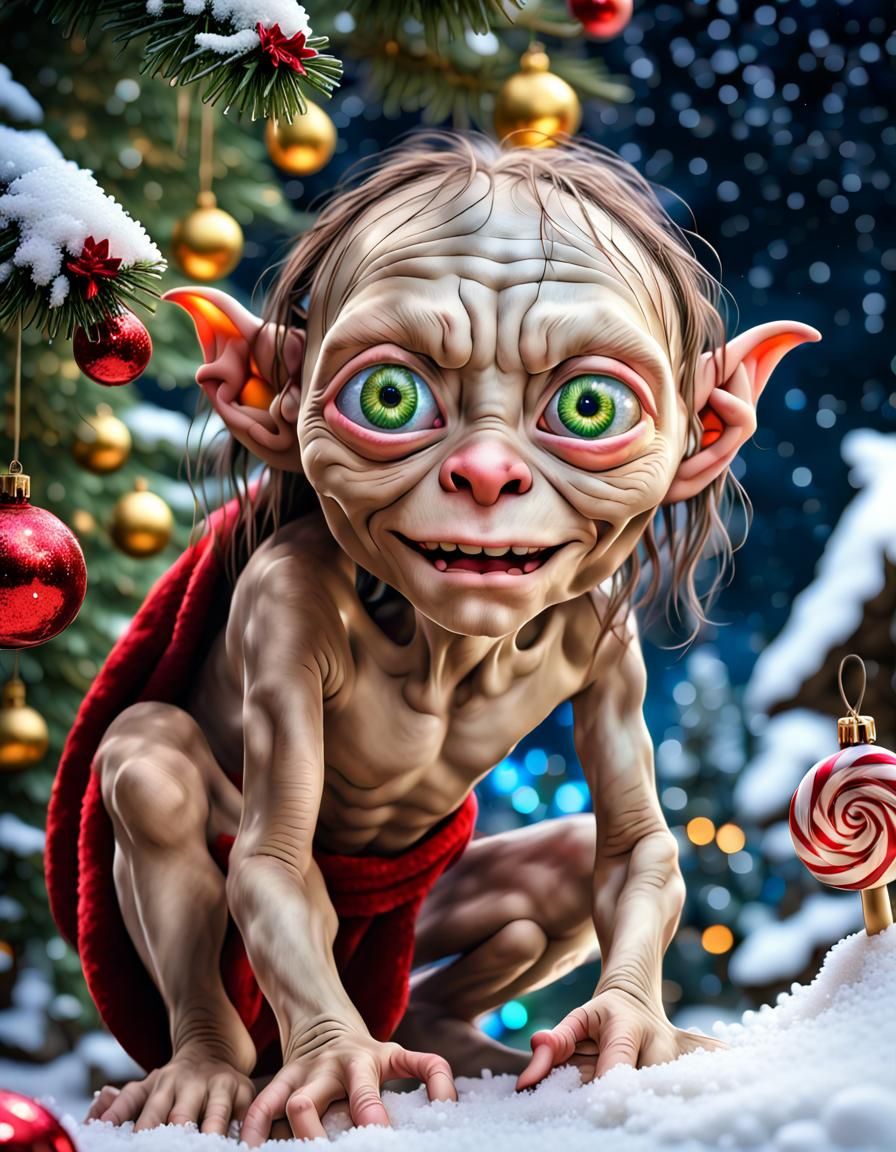 Christmas Gollum in a Rainforest Fantasy