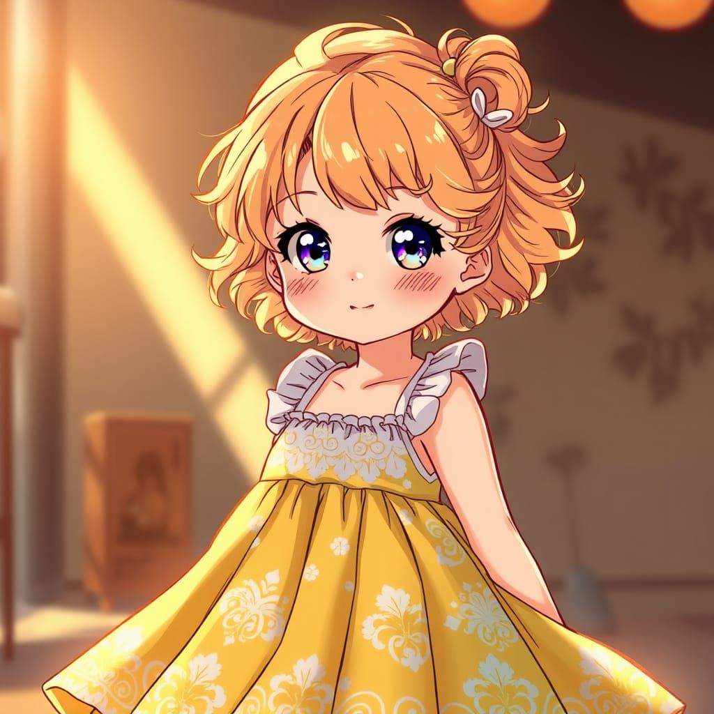 Anime Girl with Peach Hair in Studio Trigger Style