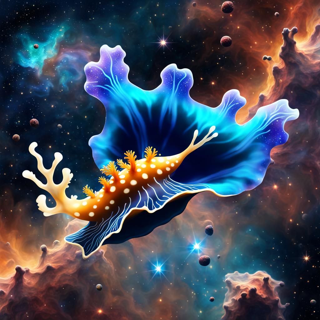 Nudibranch Among Nebula in Space