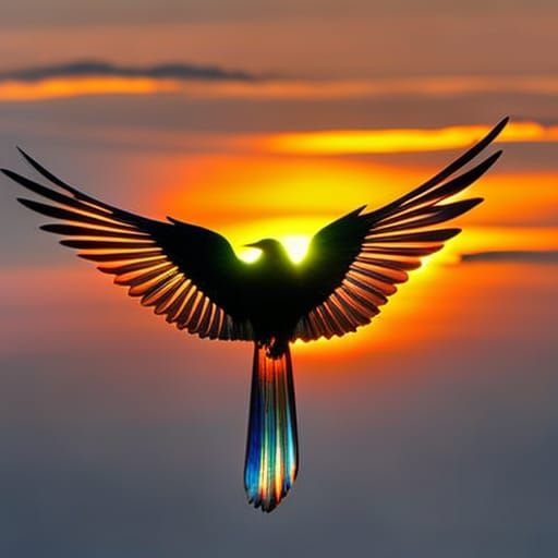 Stained Glass Bird Digital Art in Storybook Style