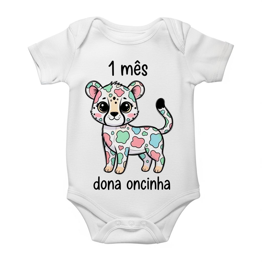 Baby Onesie with Cheetah Illustration in Pastel Colors