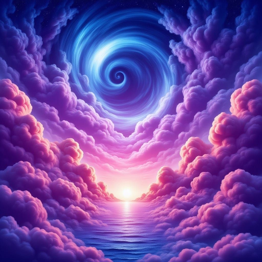 Neon Dreamscape in Vibrant Purple and Blue