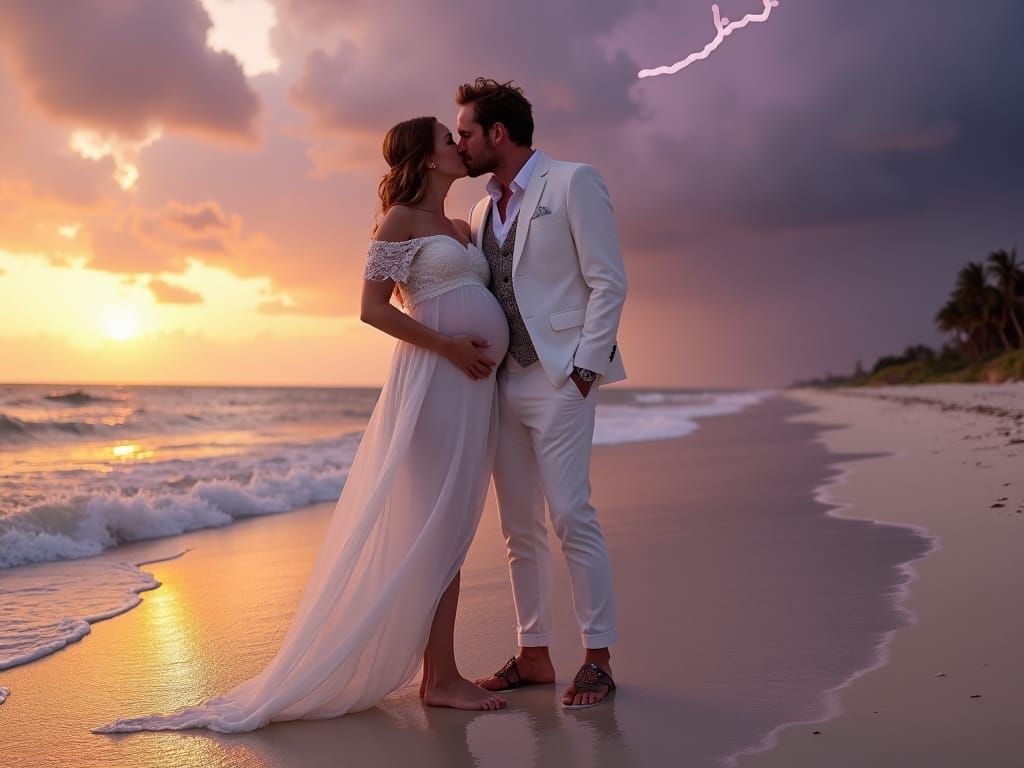 Romantic Beach Sunset Kiss, Ash Thorp Style