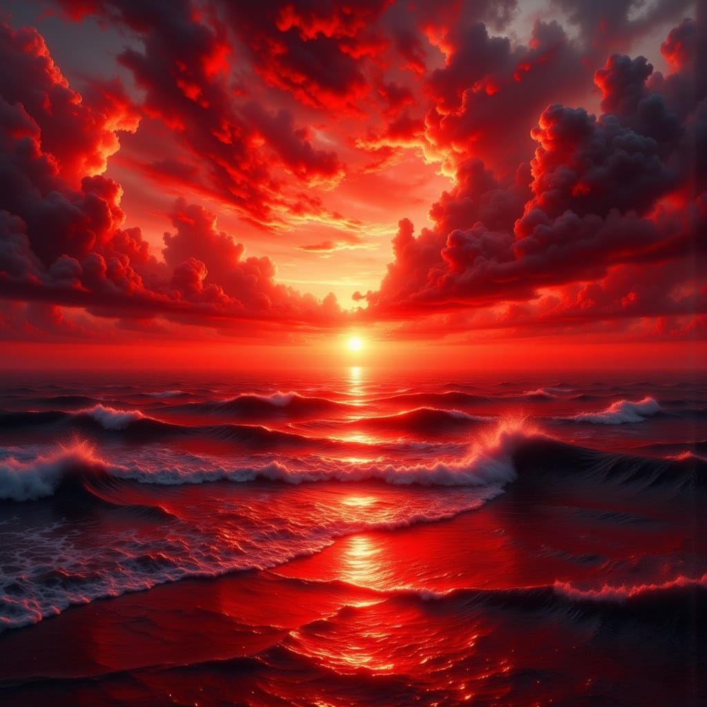 Fiery Red Sunset