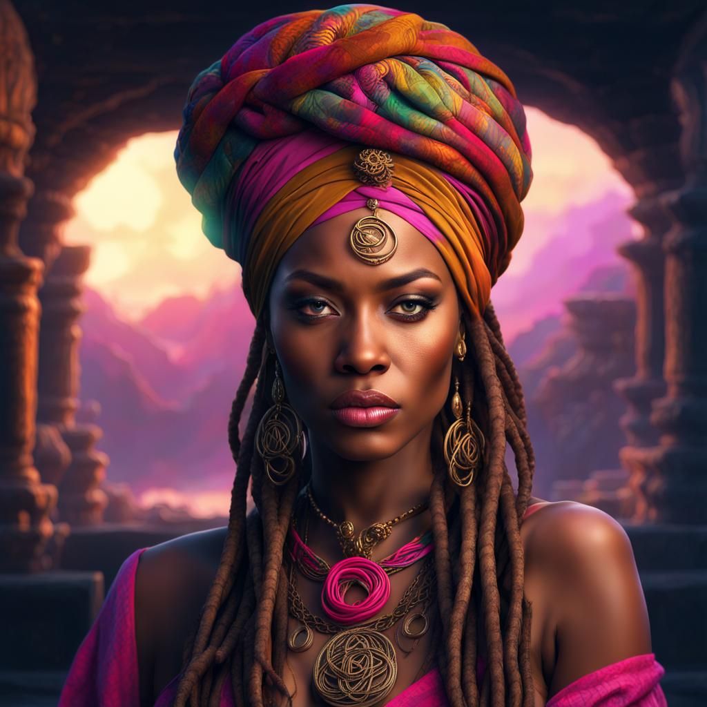 Fantasy Witch with Celtic Jewelry in Digital Art