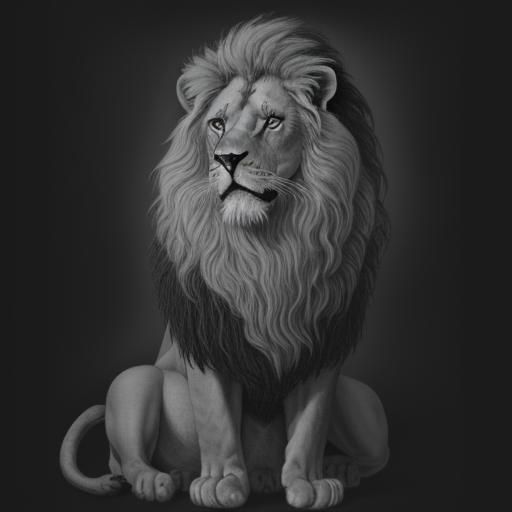 Hyperdetailed Charcoal Drawing of Lion of Judah