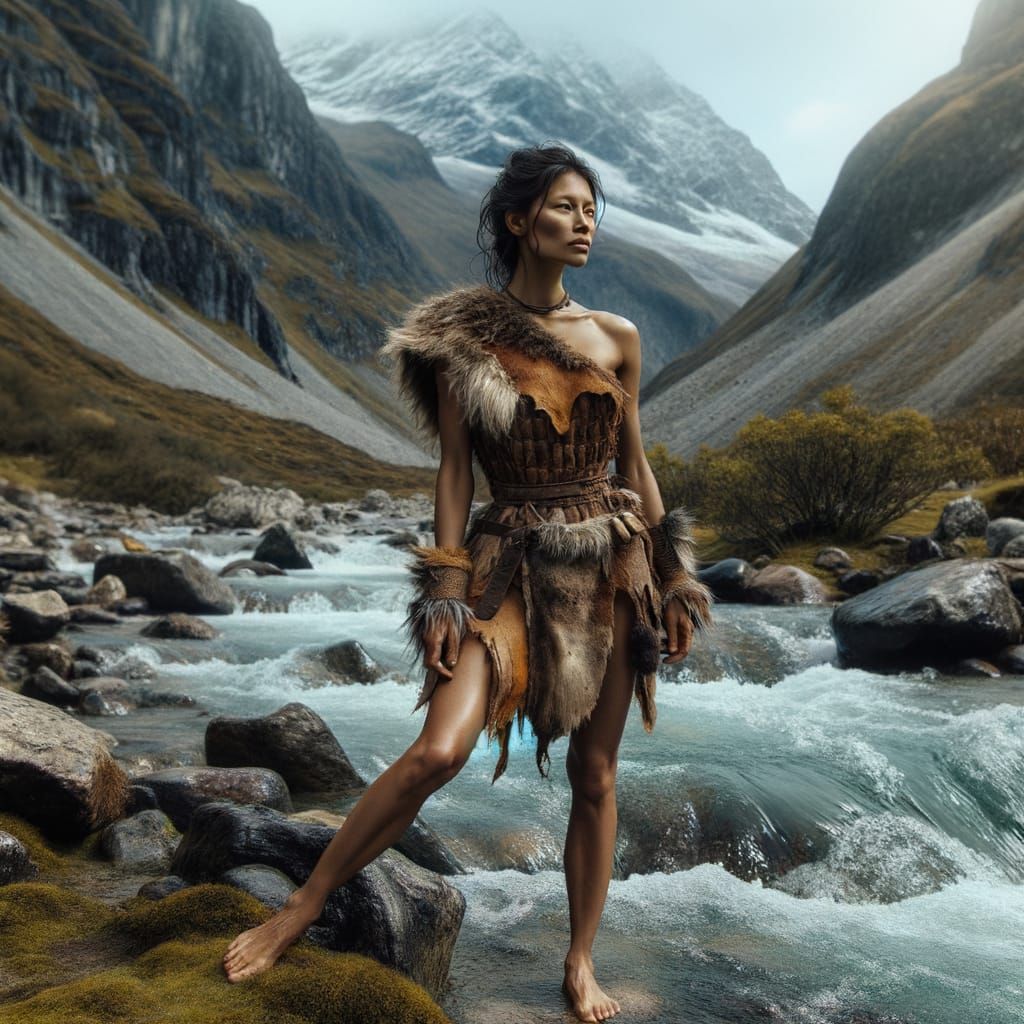 Paleolithic Woman in Primal Harmony