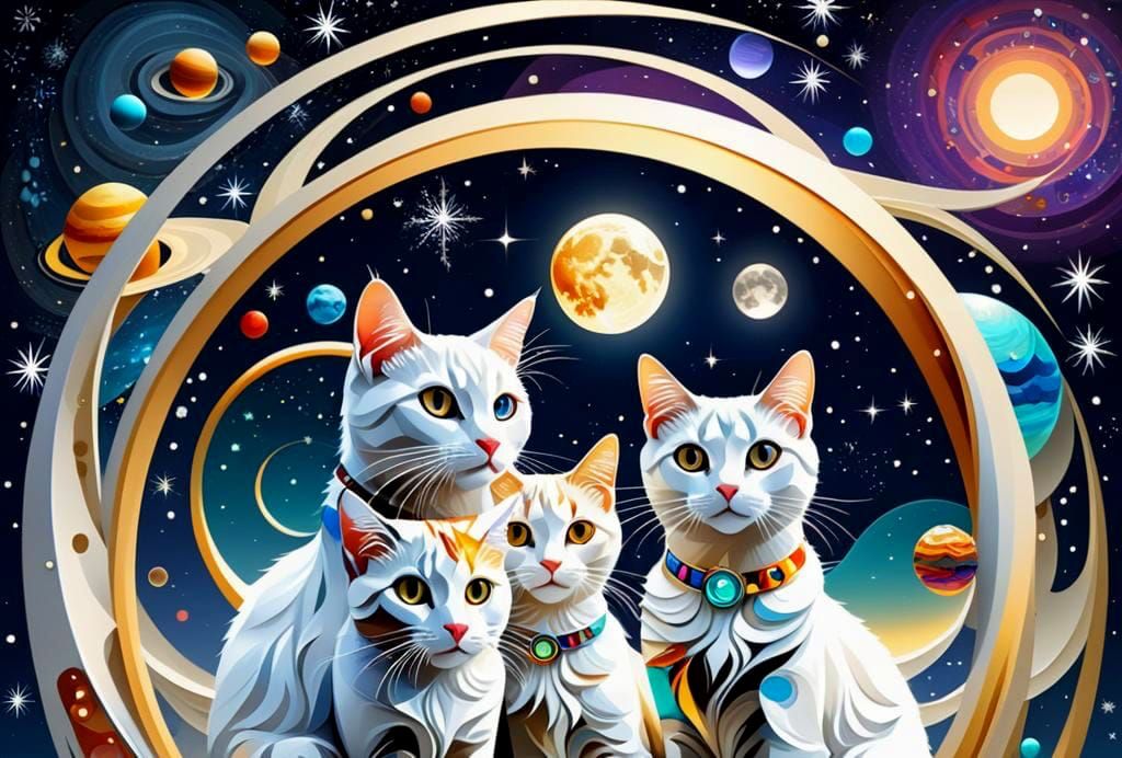 Whimsical Feline Cosmos