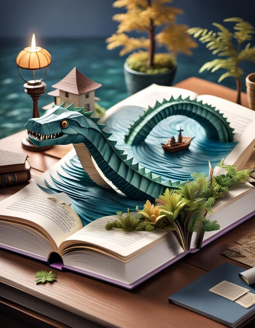 Miniature Loch Ness Monster Emerges from Book