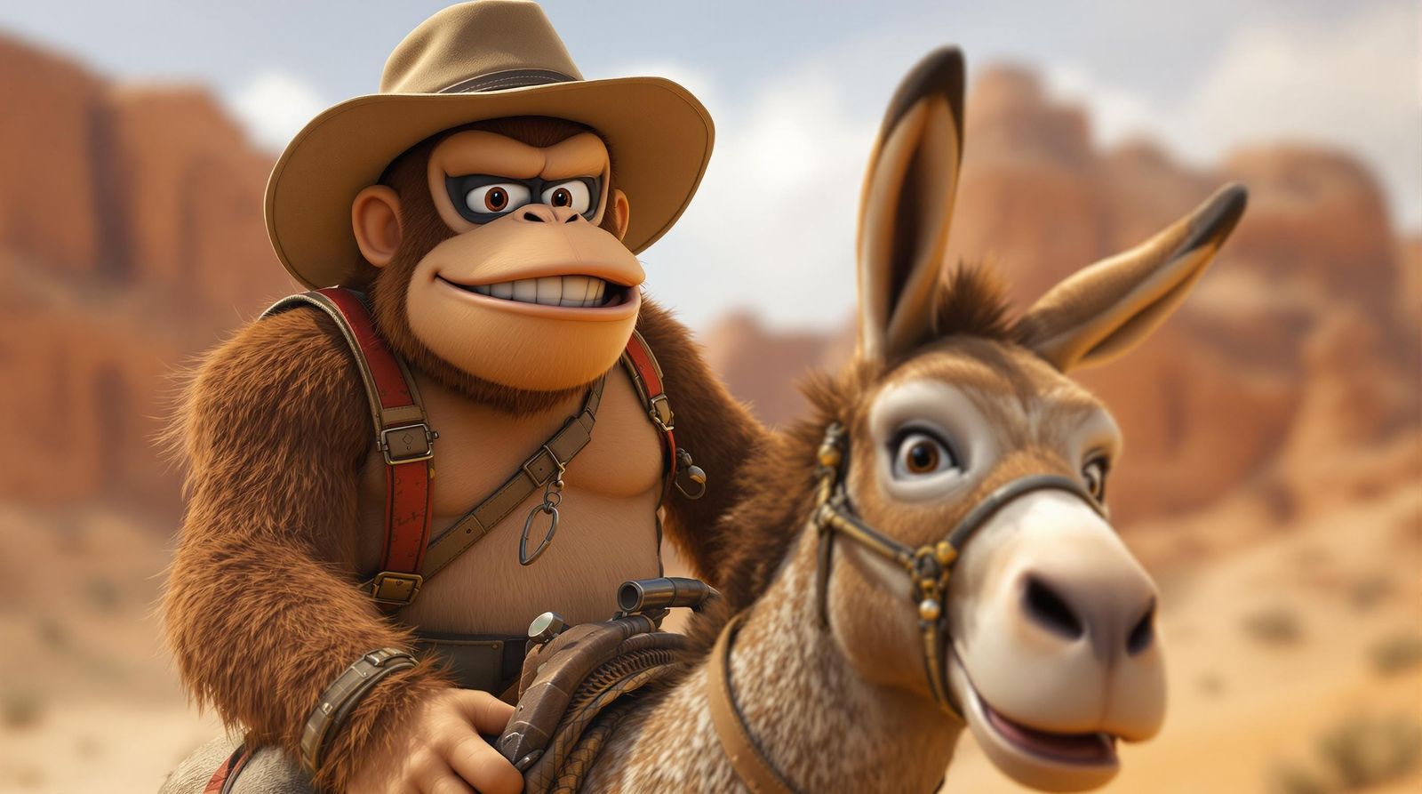 Donkey in a Desert Oasis