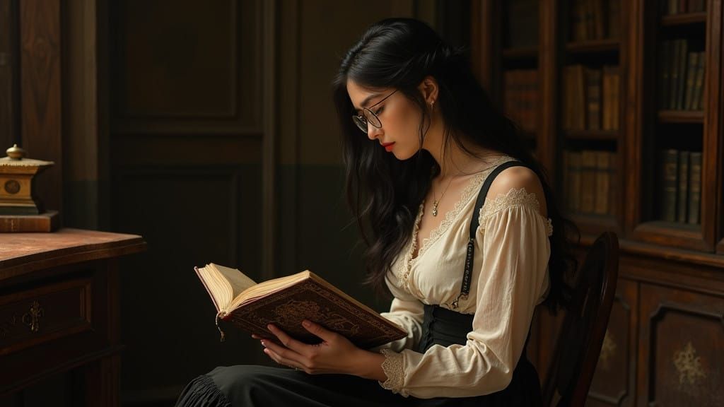 Ethereal Bookworm in Baroque Study