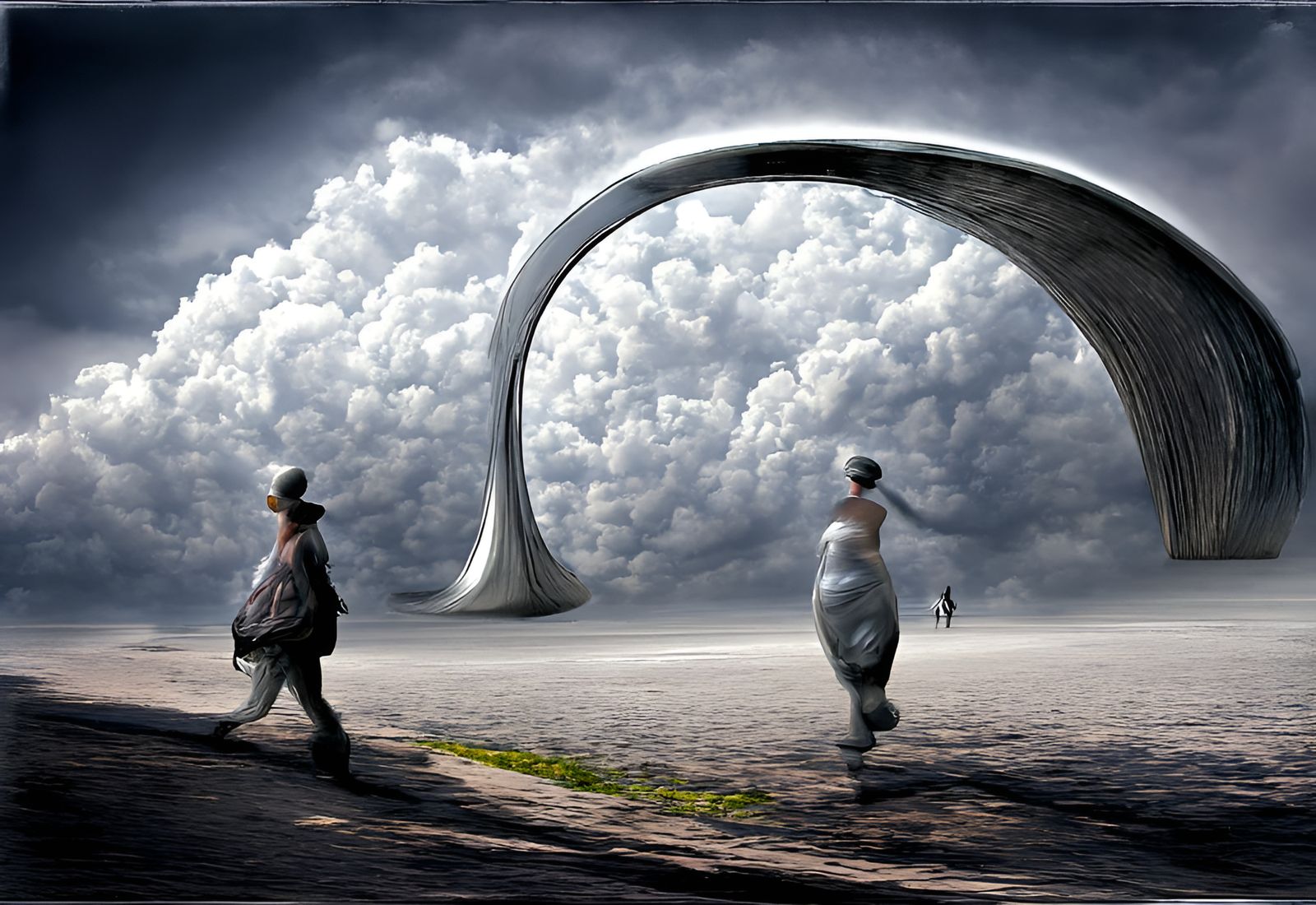 Surreal World Walker on Metal Arch, 3D Shading