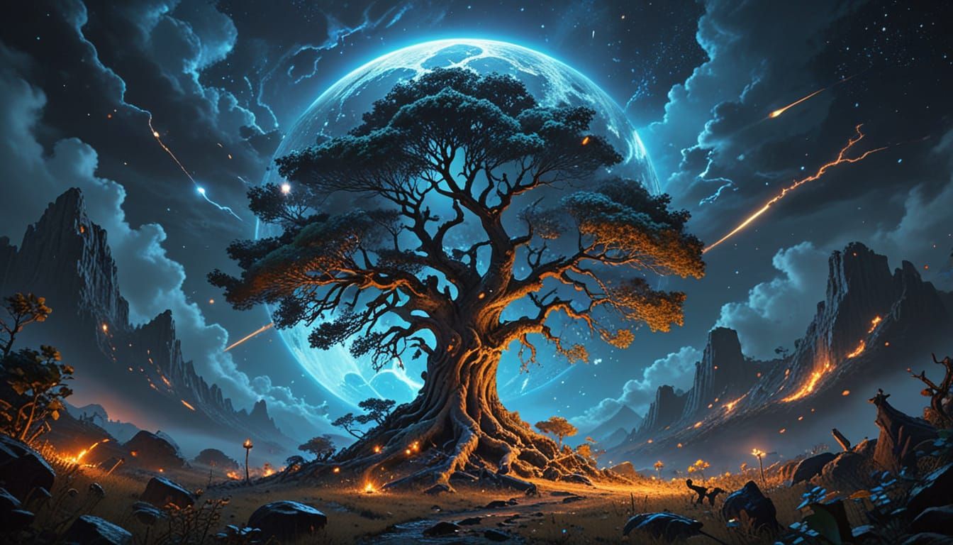 Surreal Tree of Time in Ancient Landscape