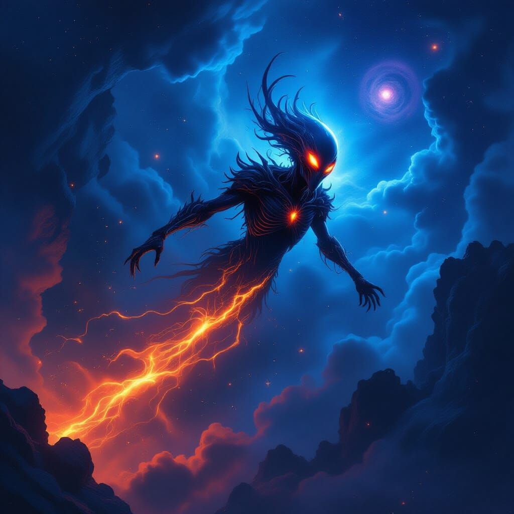 Incandescent Alien Soars Through Cosmic Nebula