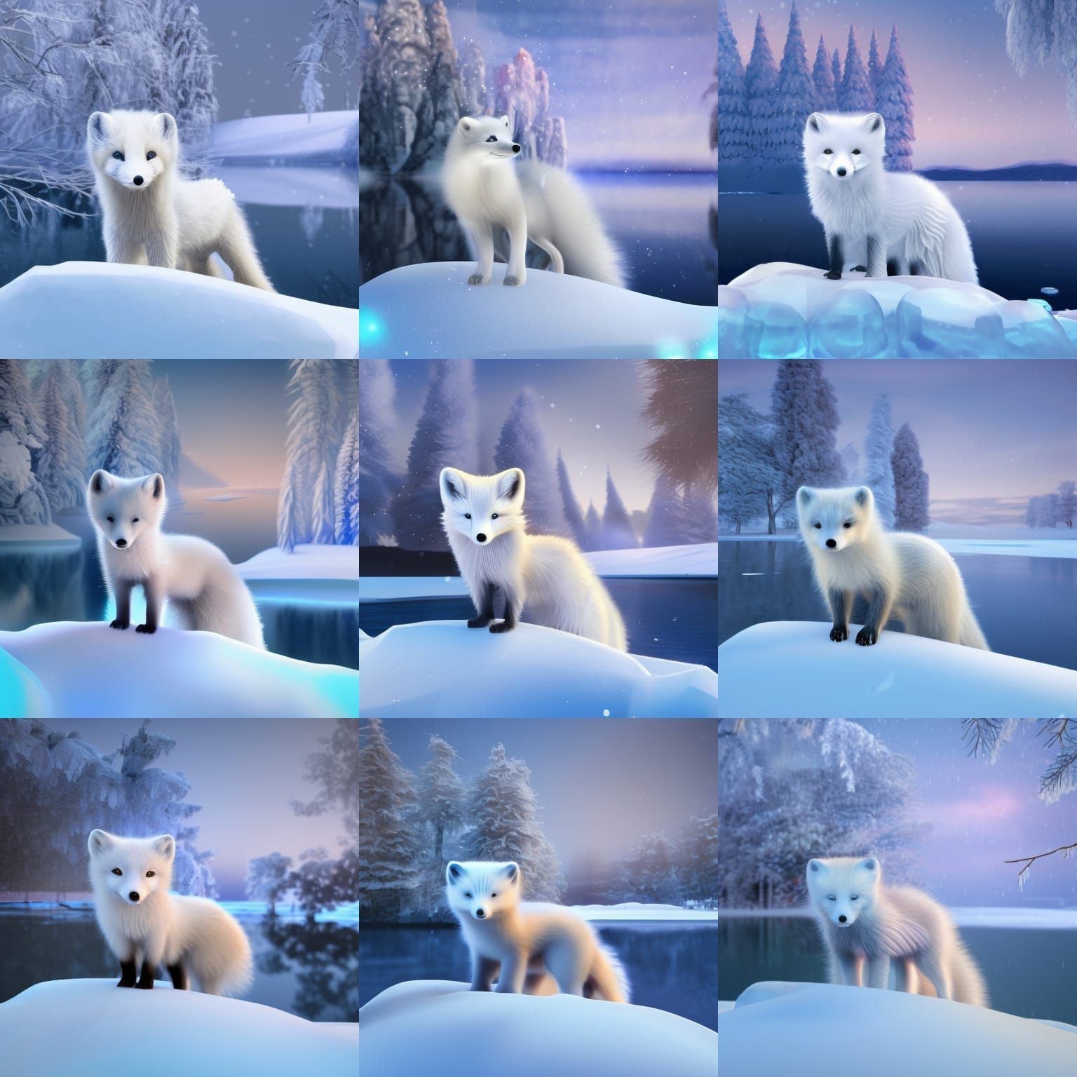 Adorable Arctic Fox in Snowy Landscape, 3D Render