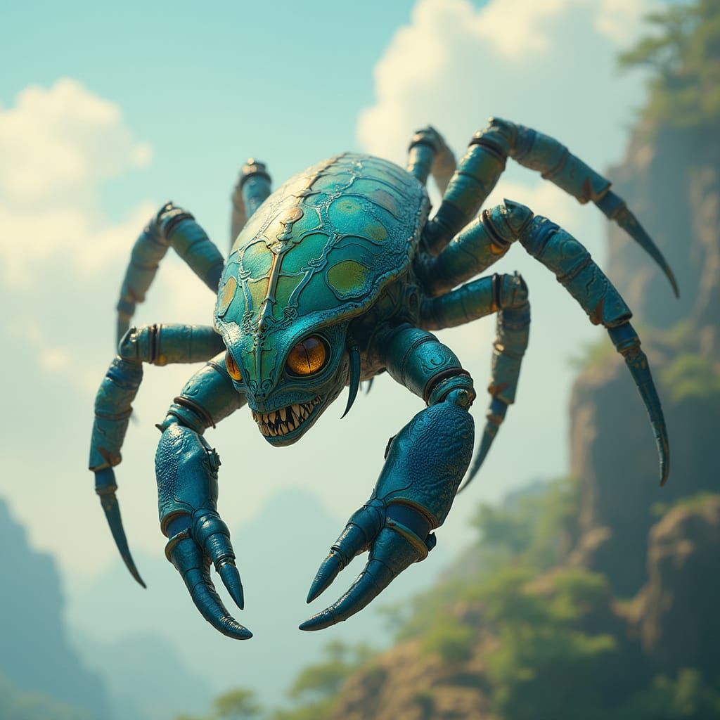 Flying Monkey Crab in Vibrant, Dreamlike Colors