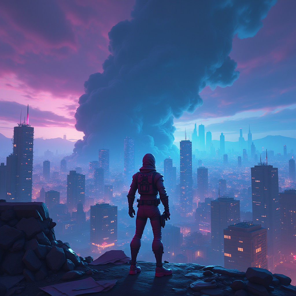 Futuristic Battle Royale in Cyberpunk Style