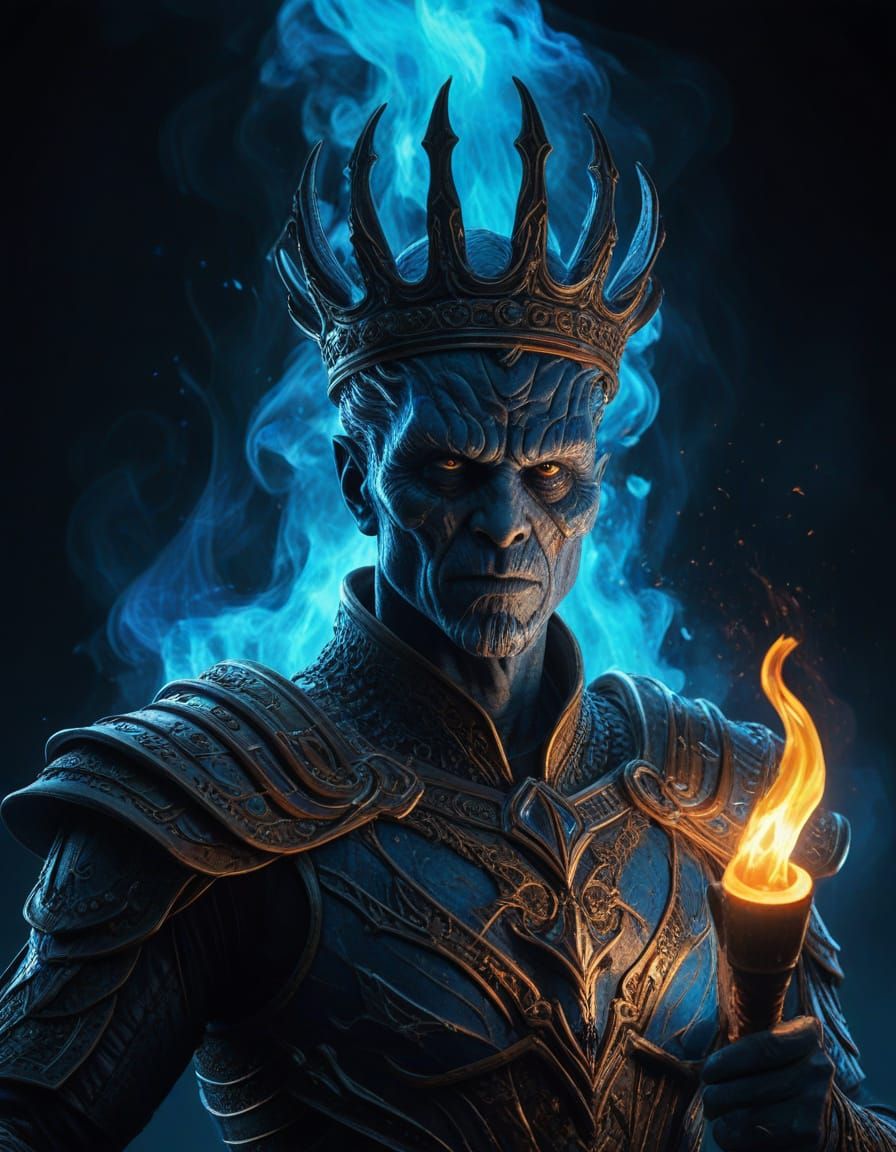 Ghostly King in Blue Fire, Applauded by Alien Audience