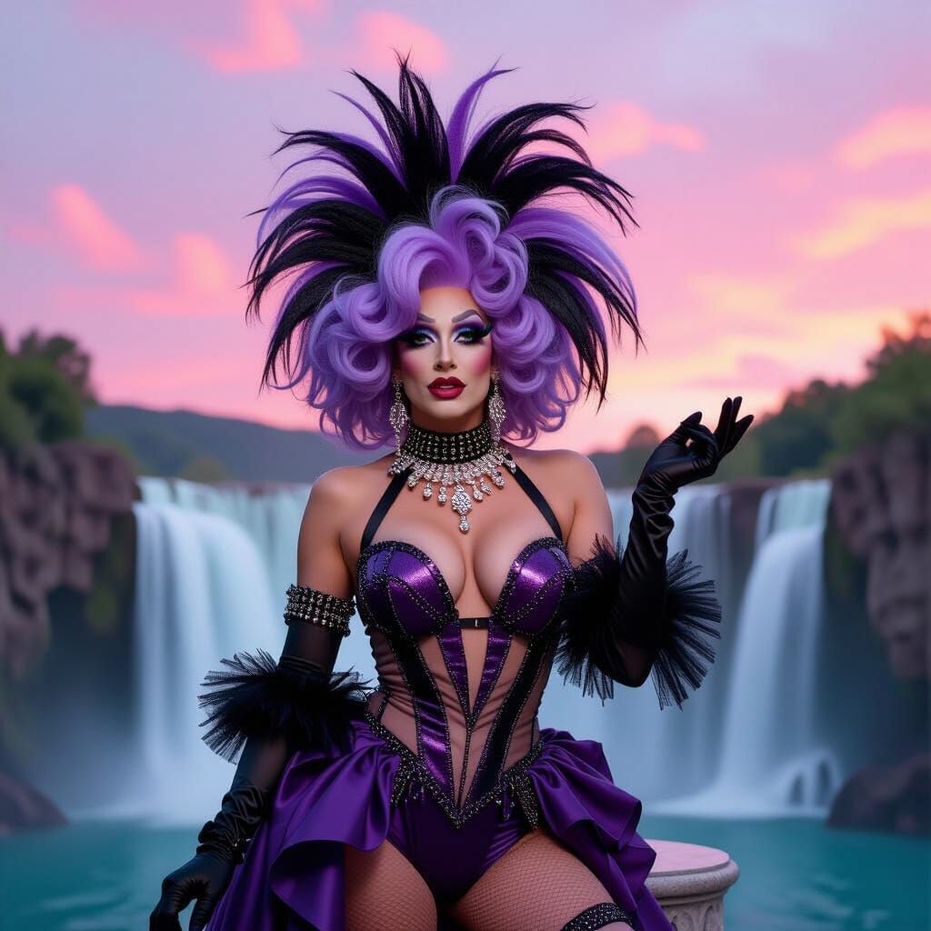 Ultra Realistic Drag Queen with Skunk Wig