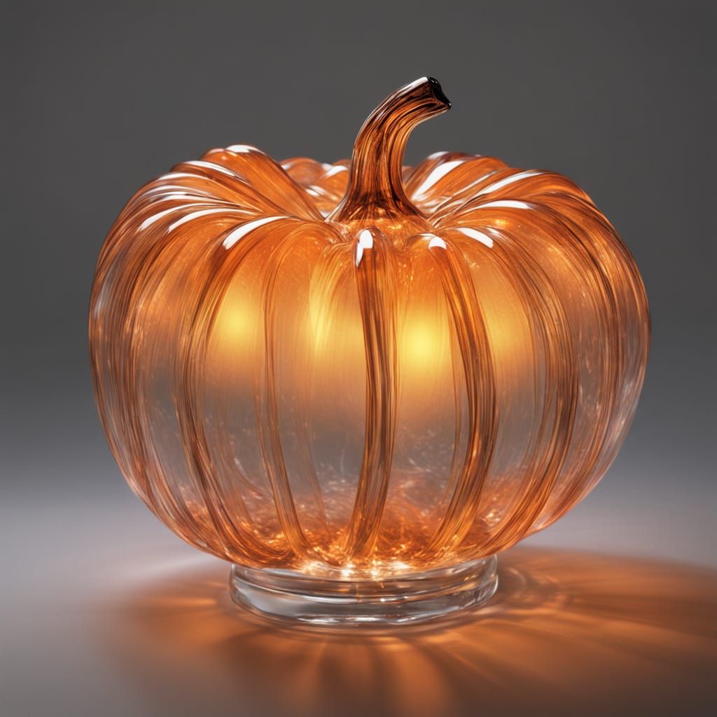 Translucent Orange Glass Pumpkin Sculpture
