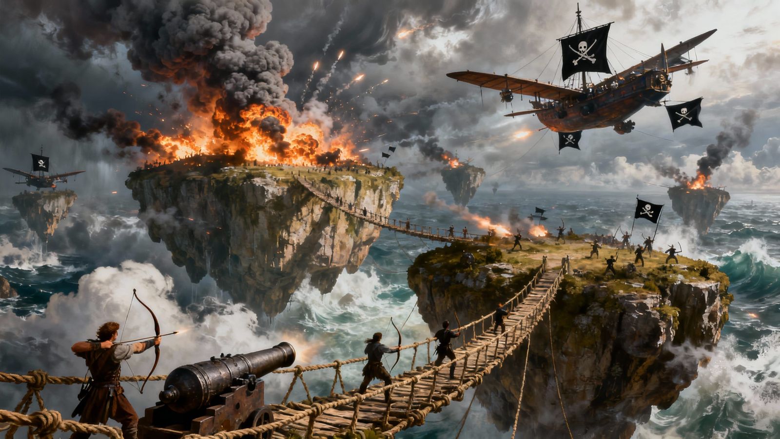 Epic Sky Pirate Battle Over Floating Islands