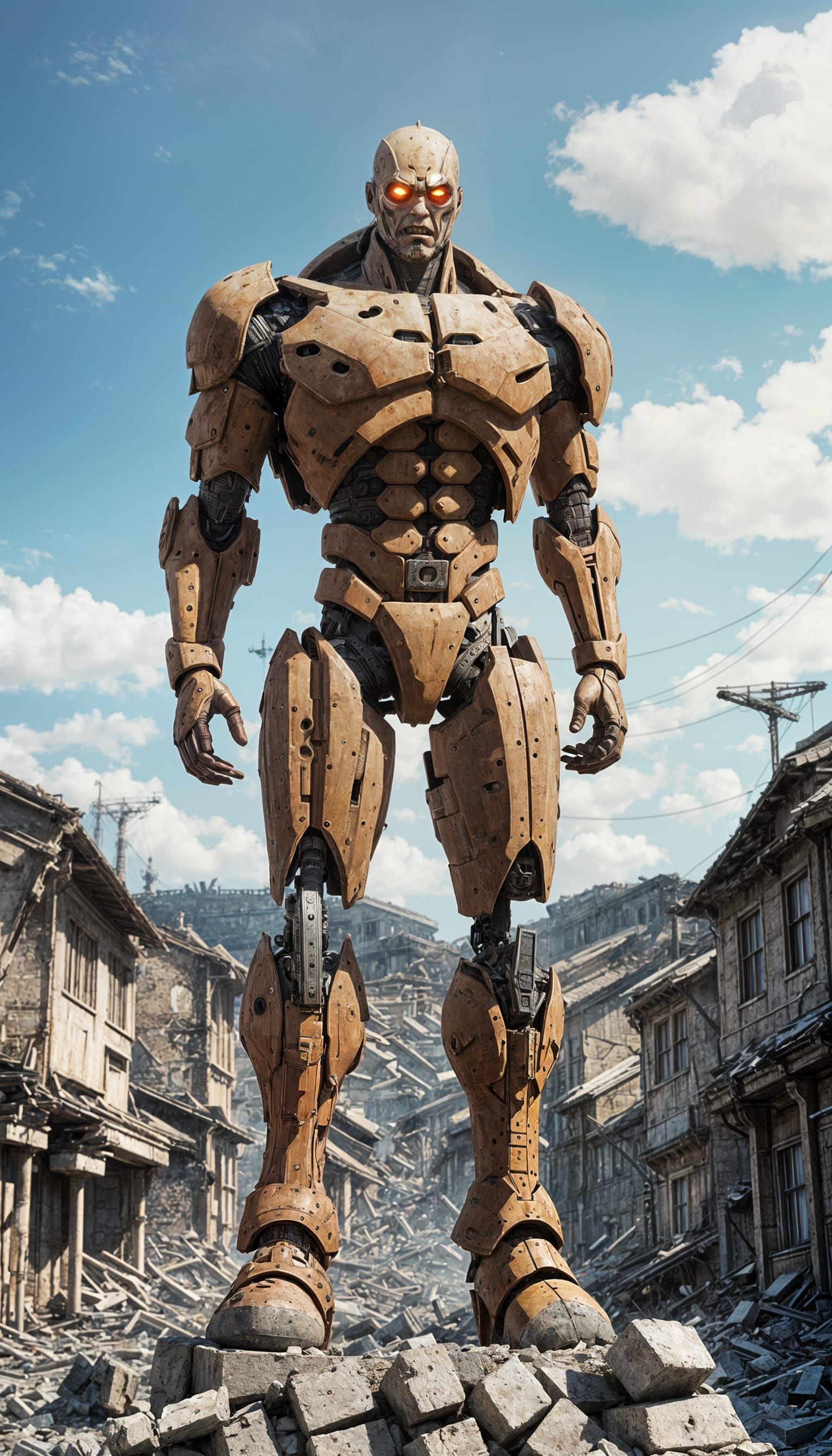 Titan Character in Destroyed City, Cinematic Violence