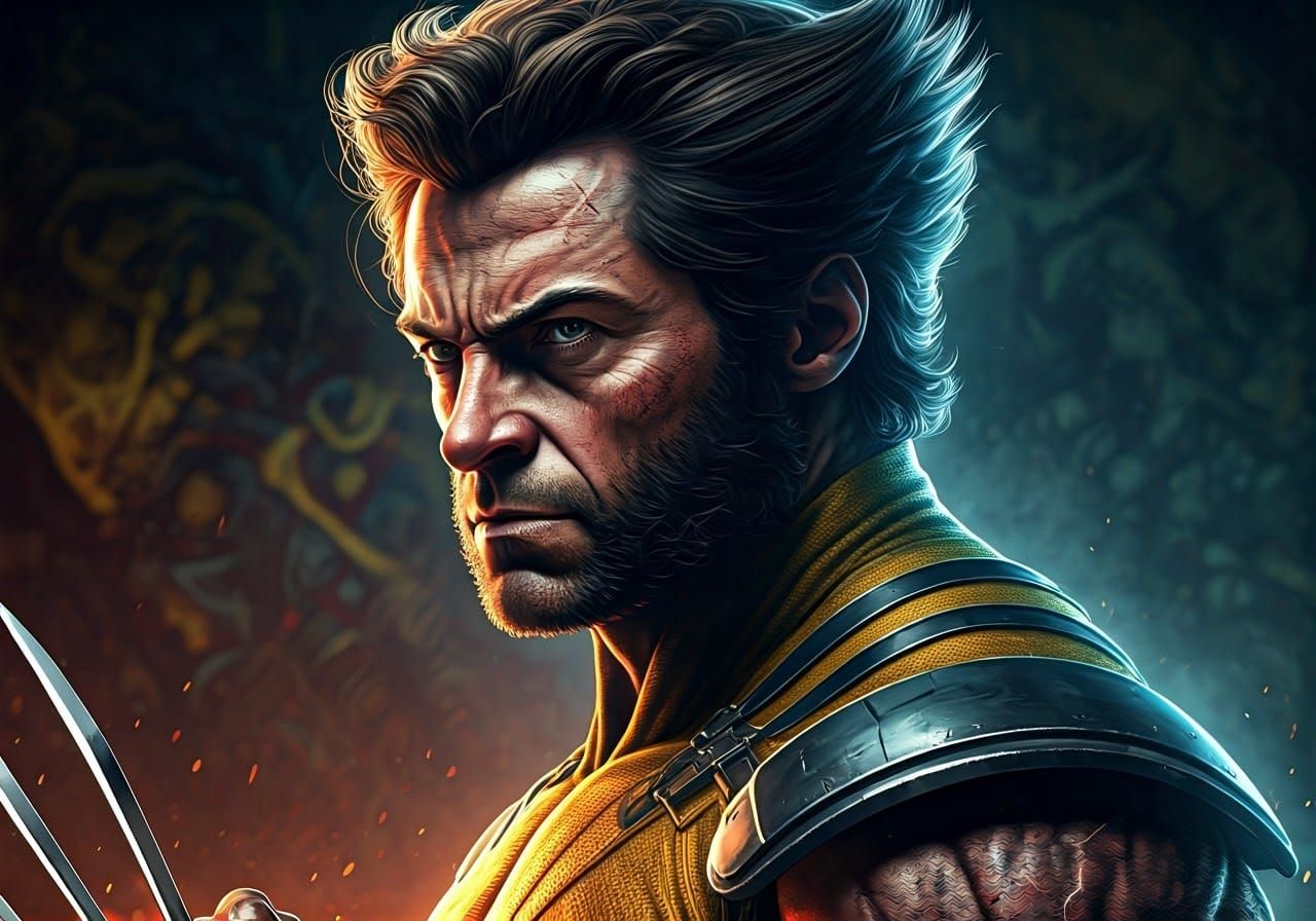 Wolverine with Adamantium Claws in Hyper-Realistic Style