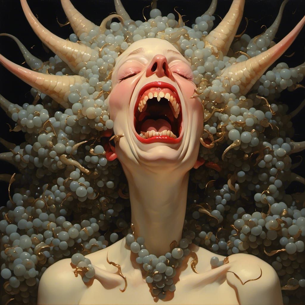 Brain Blob Demon Screaming Ecstasy Portrait