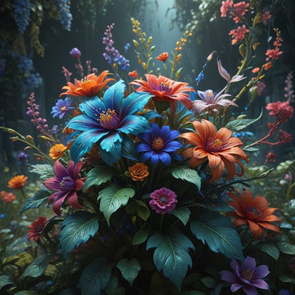 Vibrant Fantastical Floral Masterpiece in Unreal Engine 5