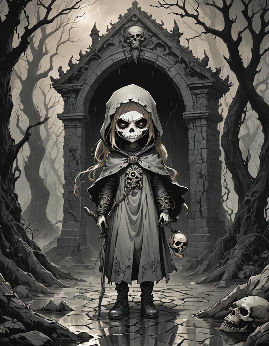 Chibi Skull Face Guardian in Dark Underworld