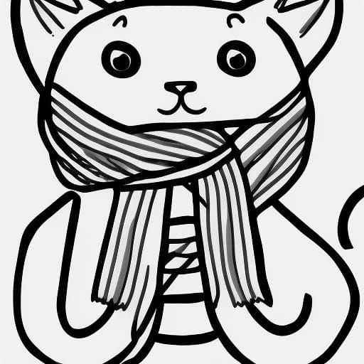 Minimalist One Line Drawing of Tuxedo Cat